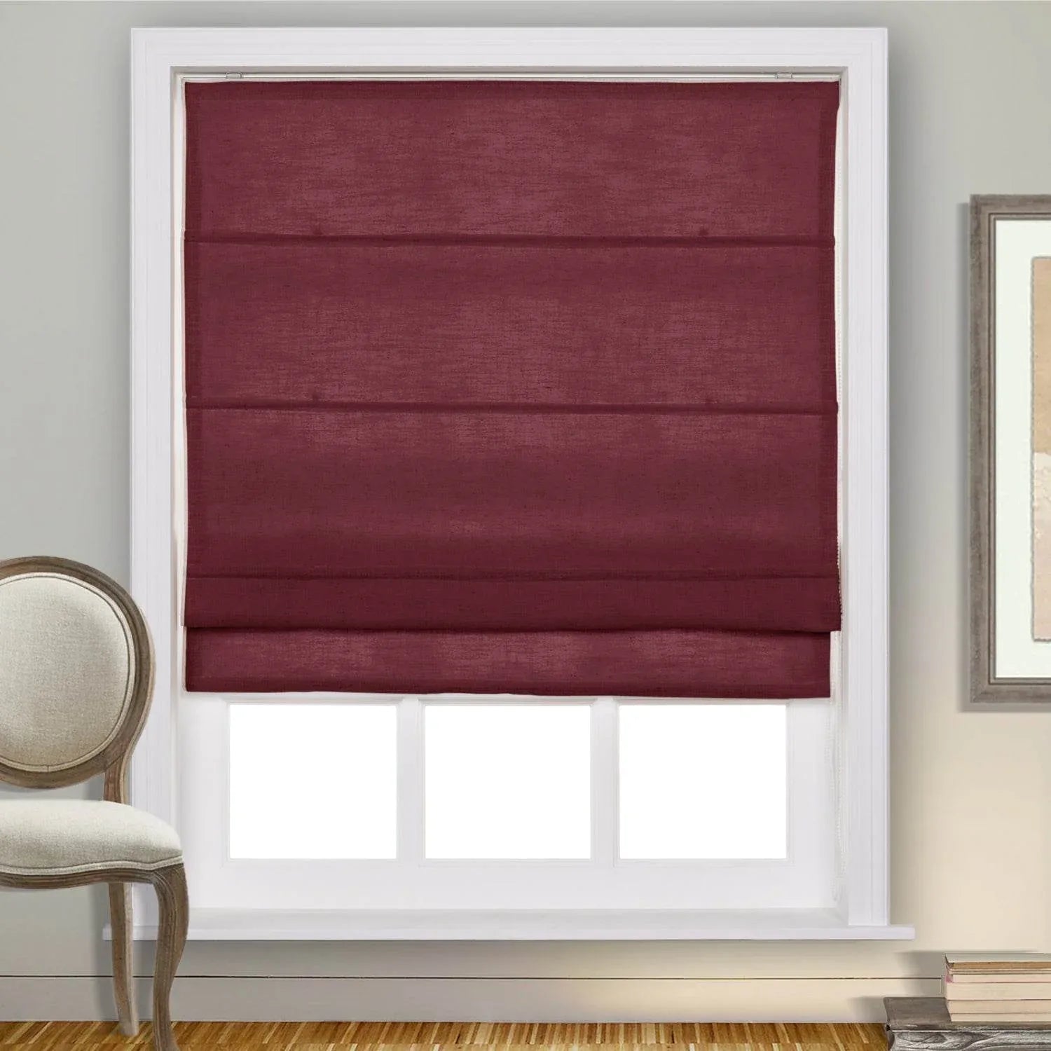 1908 Roman Shade Velcro Faux Linen Light Filtering, Blackout, Room Darkening, Installation Hardware Included - Cololeaf -- #0 Snow White