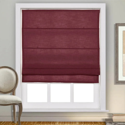 1908 Roman Shade Velcro Faux Linen Light Filtering, Blackout, Room Darkening, Installation Hardware Included - Cololeaf -- #0 Snow White