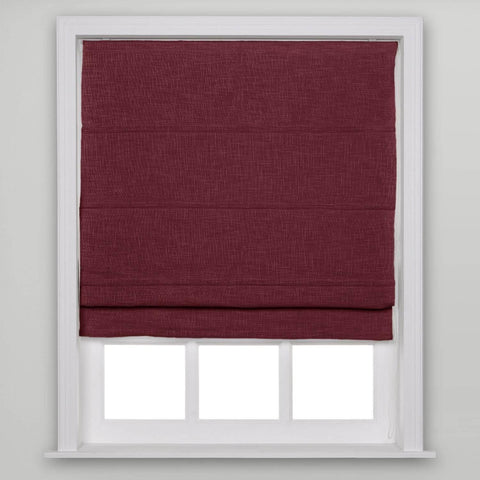 1908 Roman Shade Velcro Faux Linen Light Filtering, Blackout, Room Darkening, Installation Hardware Included - Cololeaf -- #22 Burgundy Red