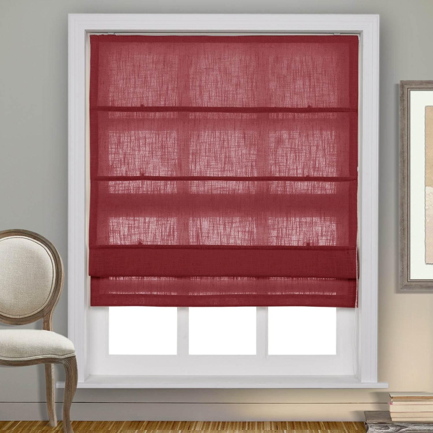 1908 Roman Shade Velcro Faux Linen Light Filtering, Blackout, Room Darkening, Installation Hardware Included - Cololeaf -- #0 Snow White