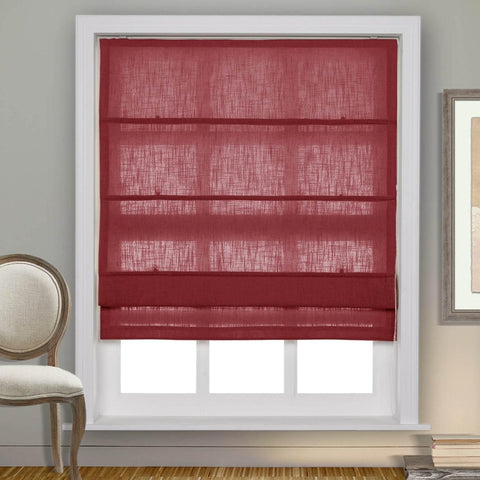 1908 Roman Shade Velcro Faux Linen Light Filtering, Blackout, Room Darkening, Installation Hardware Included - Cololeaf -- #0 Snow White