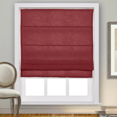 1908 Roman Shade Velcro Faux Linen Light Filtering, Blackout, Room Darkening, Installation Hardware Included - Cololeaf -- #0 Snow White