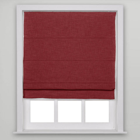 1908 Roman Shade Velcro Faux Linen Light Filtering, Blackout, Room Darkening, Installation Hardware Included - Cololeaf -- #23 Red Wine