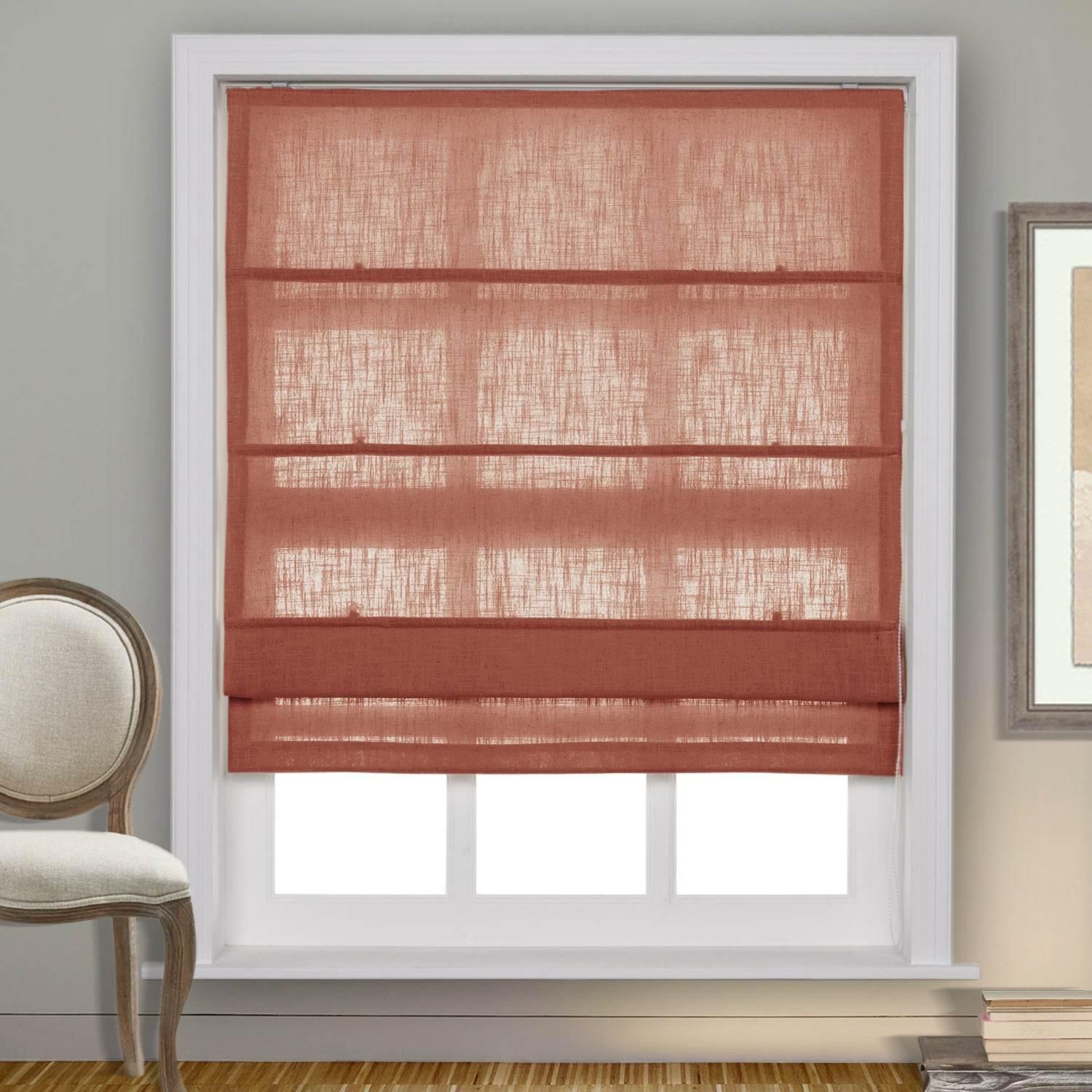 1908 Roman Shade Velcro Faux Linen Light Filtering, Blackout, Room Darkening, Installation Hardware Included - Cololeaf -- #0 Snow White