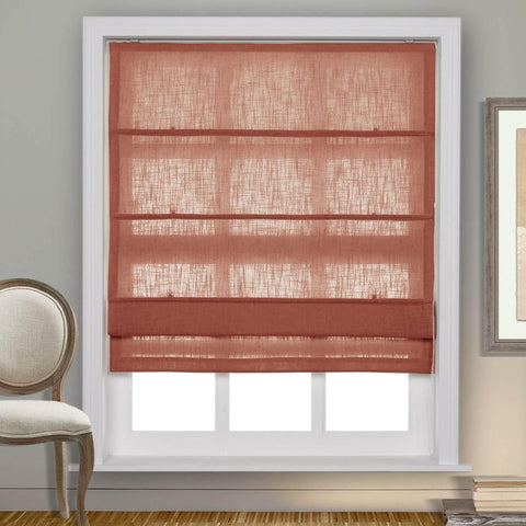 1908 Roman Shade Velcro Faux Linen Light Filtering, Blackout, Room Darkening, Installation Hardware Included - Cololeaf -- #0 Snow White