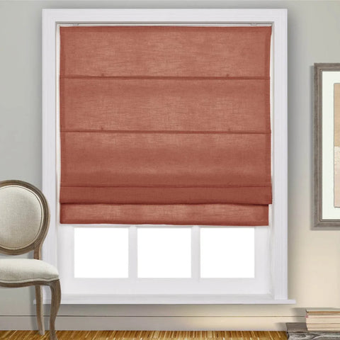 1908 Roman Shade Velcro Faux Linen Light Filtering, Blackout, Room Darkening, Installation Hardware Included - Cololeaf -- #0 Snow White