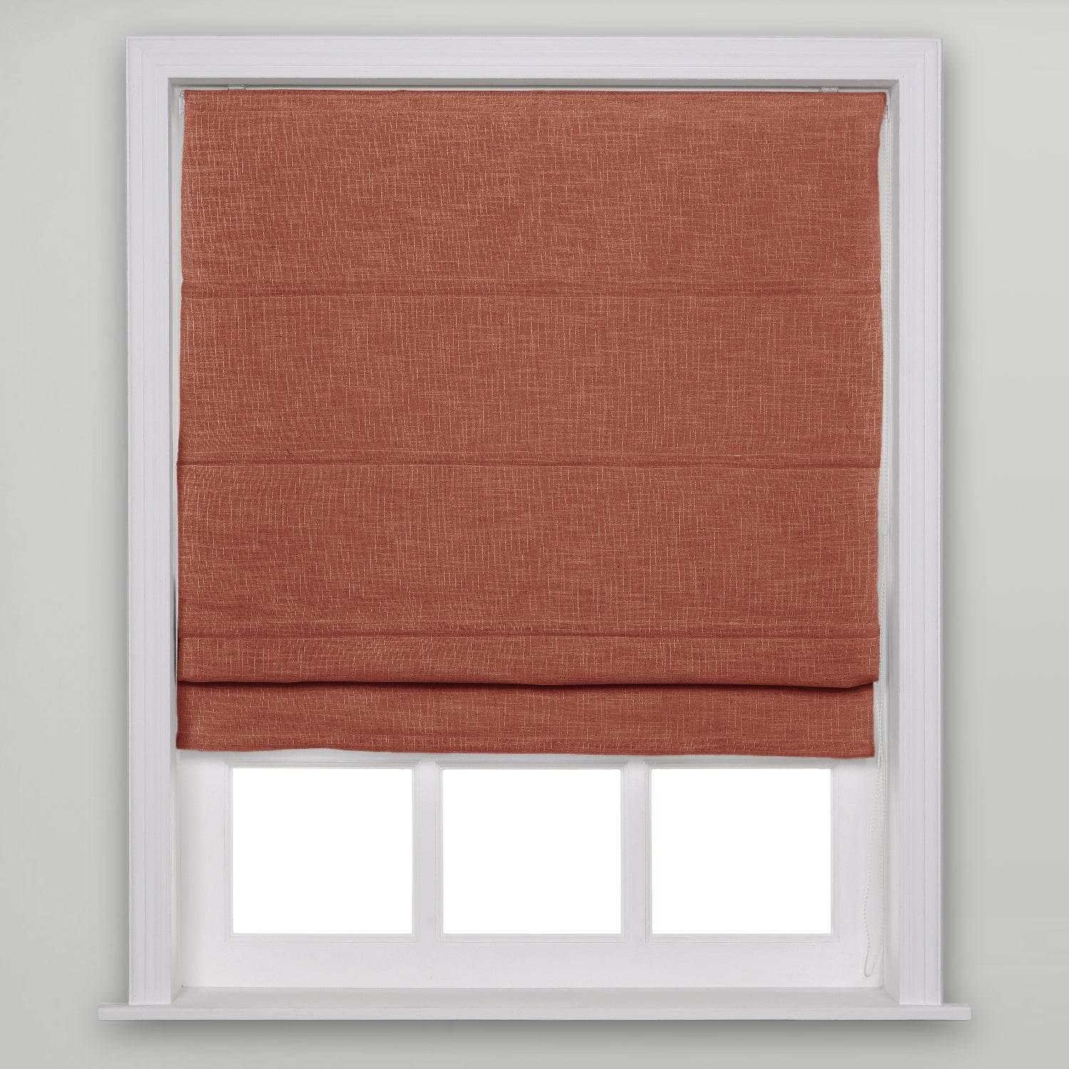 1908 Roman Shade Velcro Faux Linen Light Filtering, Blackout, Room Darkening, Installation Hardware Included - Cololeaf -- #25 Firebrick
