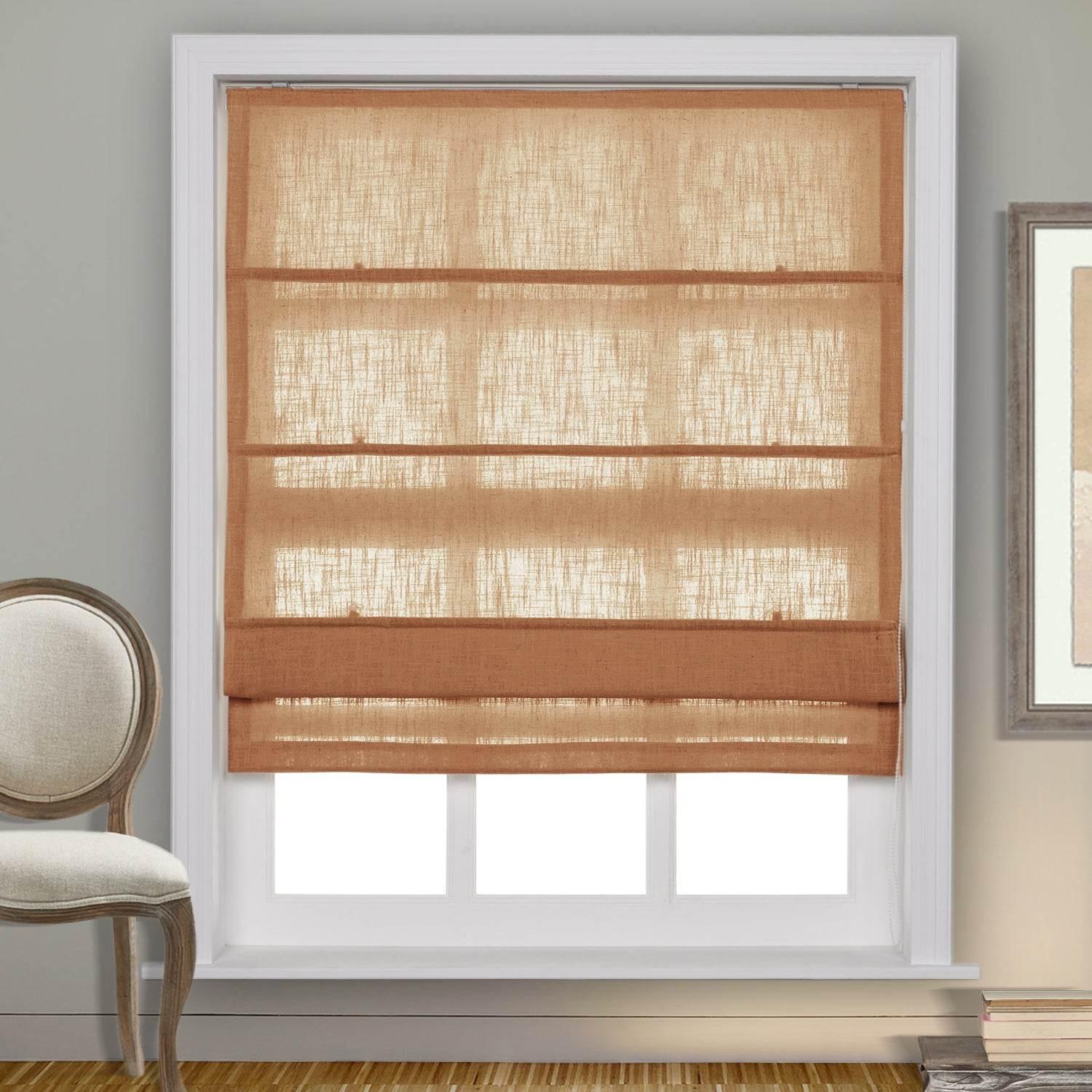 1908 Roman Shade Velcro Faux Linen Light Filtering, Blackout, Room Darkening, Installation Hardware Included - Cololeaf -- #0 Snow White