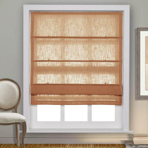 1908 Roman Shade Velcro Faux Linen Light Filtering, Blackout, Room Darkening, Installation Hardware Included - Cololeaf -- #0 Snow White