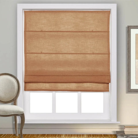 1908 Roman Shade Velcro Faux Linen Light Filtering, Blackout, Room Darkening, Installation Hardware Included - Cololeaf -- #0 Snow White