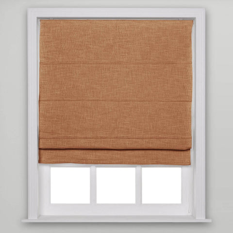 1908 Roman Shade Velcro Faux Linen Light Filtering, Blackout, Room Darkening, Installation Hardware Included - Cololeaf -- #26 Orange Copper