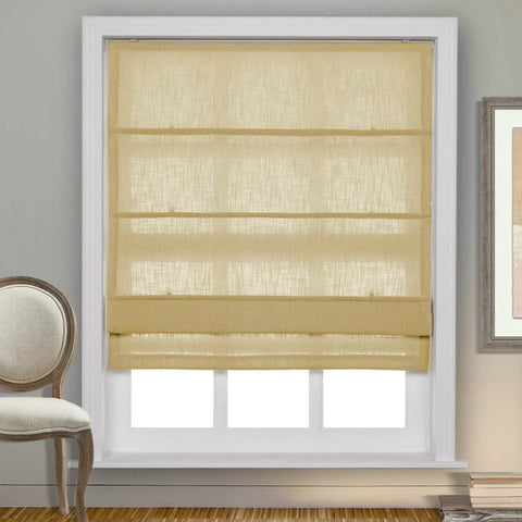 1908 Roman Shade Velcro Faux Linen Light Filtering, Blackout, Room Darkening, Installation Hardware Included - Cololeaf -- #0 Snow White