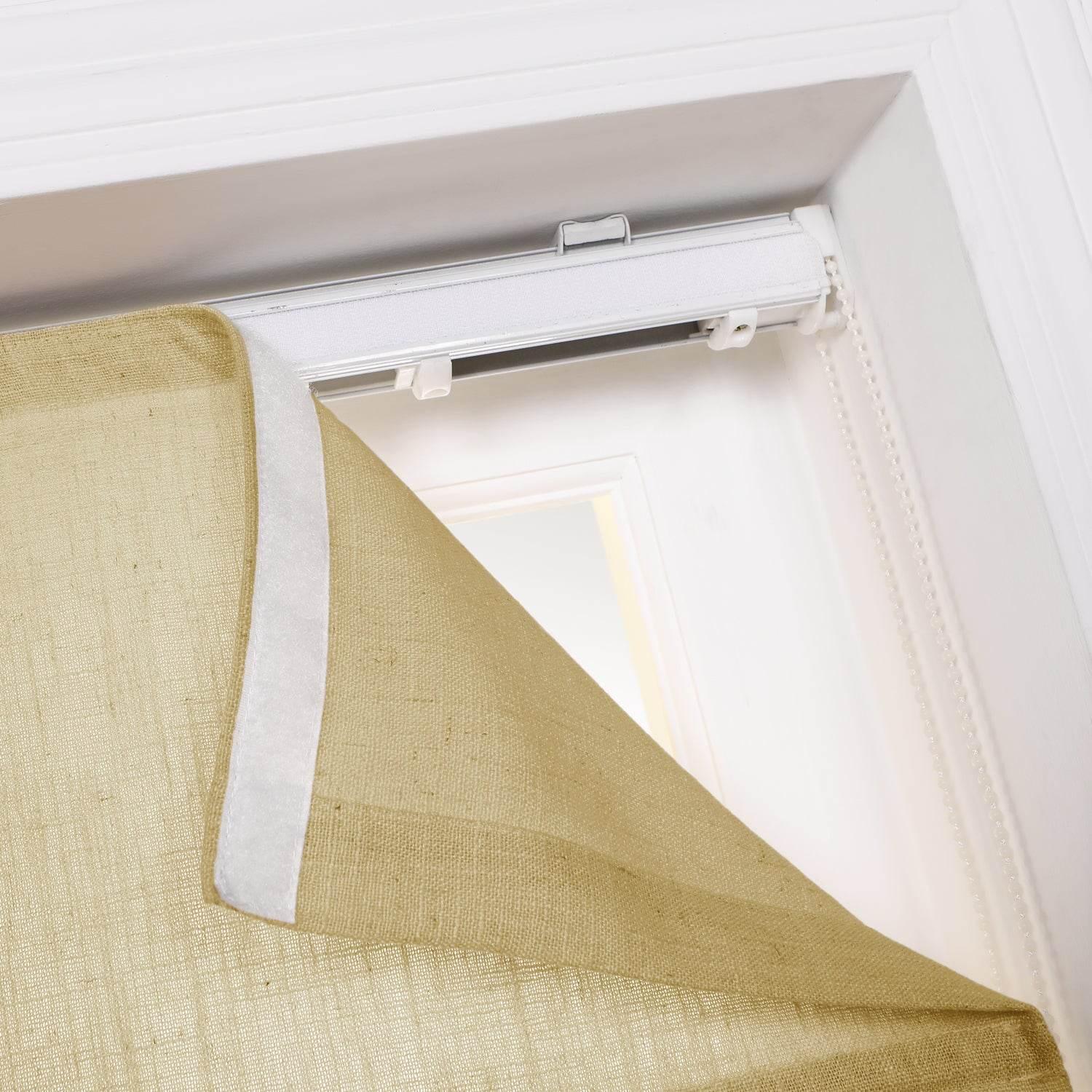 1908 Roman Shade Velcro Faux Linen Light Filtering, Blackout, Room Darkening, Installation Hardware Included - Cololeaf -- #0 Snow White