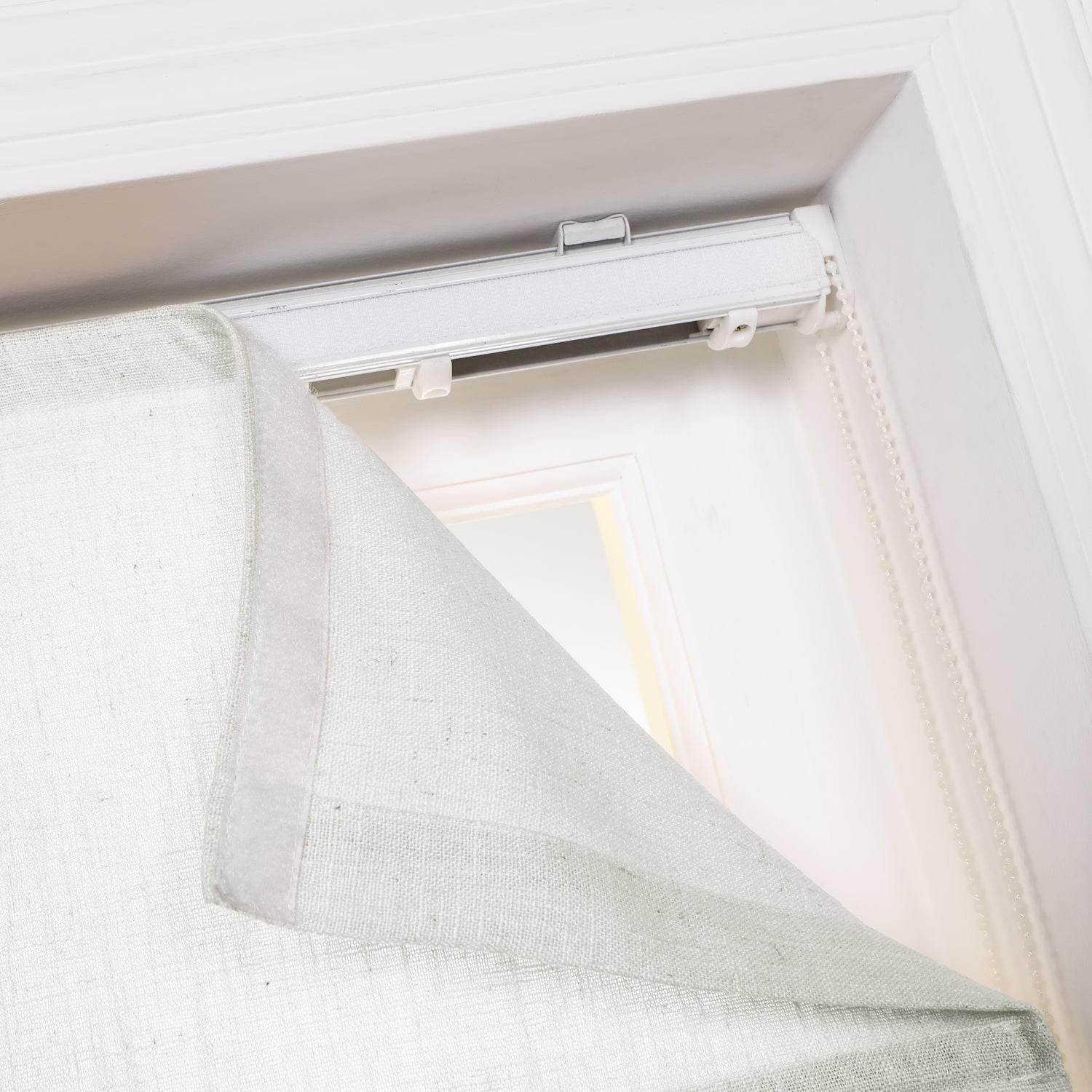 1908 Roman Shade Velcro Faux Linen Light Filtering, Blackout, Room Darkening, Installation Hardware Included - Cololeaf -- #0 Snow White