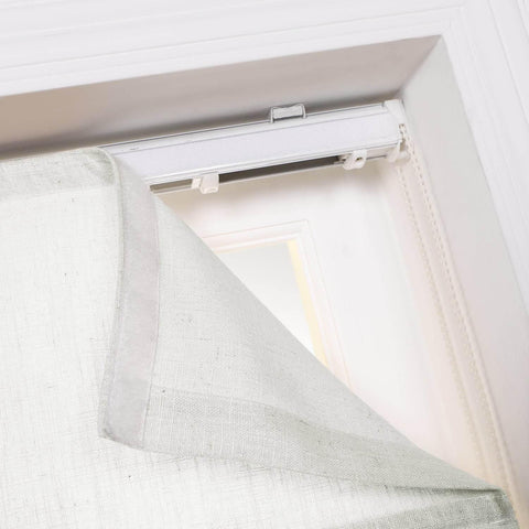 1908 Roman Shade Velcro Faux Linen Light Filtering, Blackout, Room Darkening, Installation Hardware Included - Cololeaf -- #0 Snow White