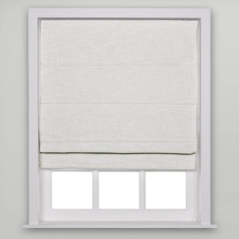 1908 Roman Shade Velcro Faux Linen Light Filtering, Blackout, Room Darkening, Installation Hardware Included - Cololeaf -- #2 Ivory White