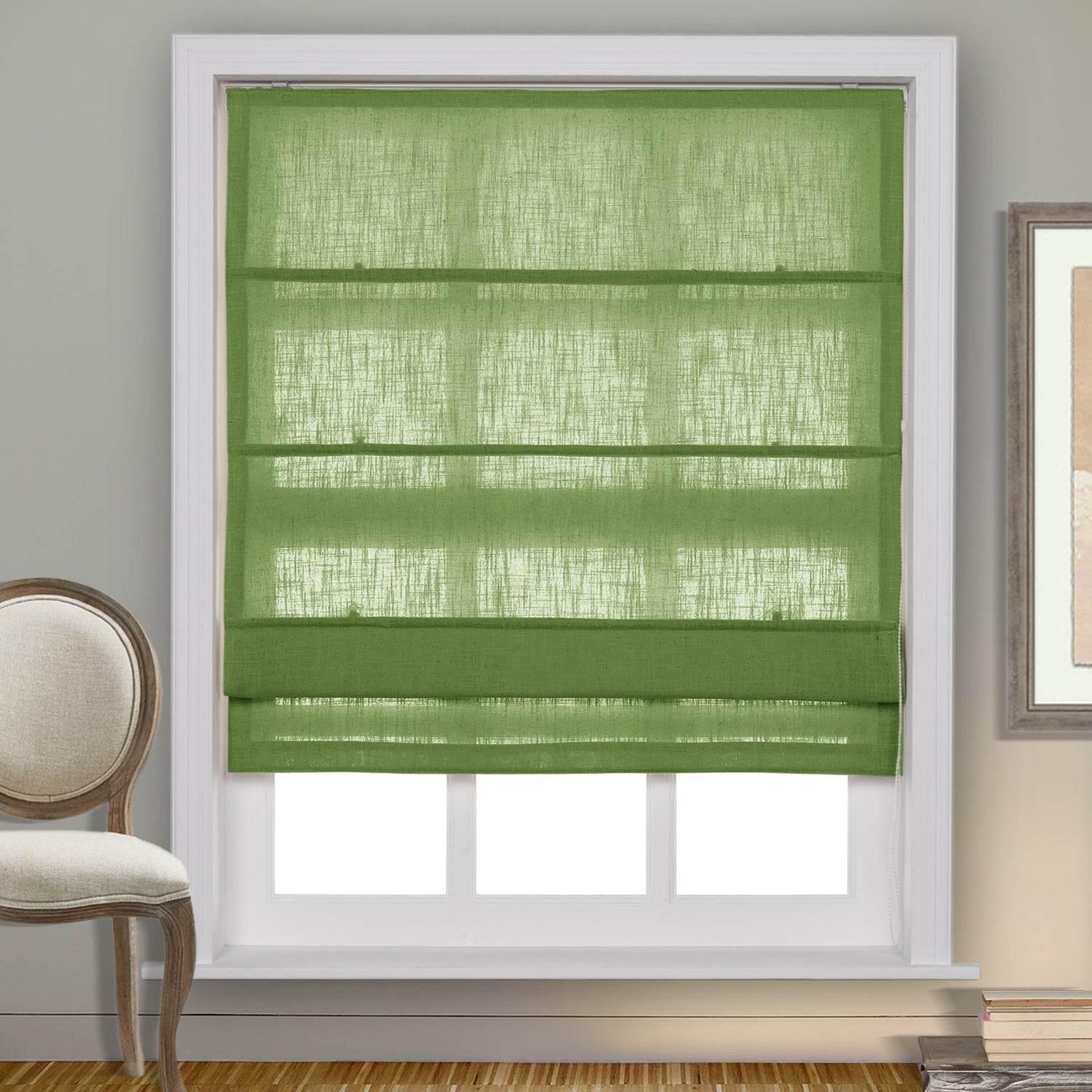1908 Roman Shade Velcro Faux Linen Light Filtering, Blackout, Room Darkening, Installation Hardware Included - Cololeaf -- #0 Snow White