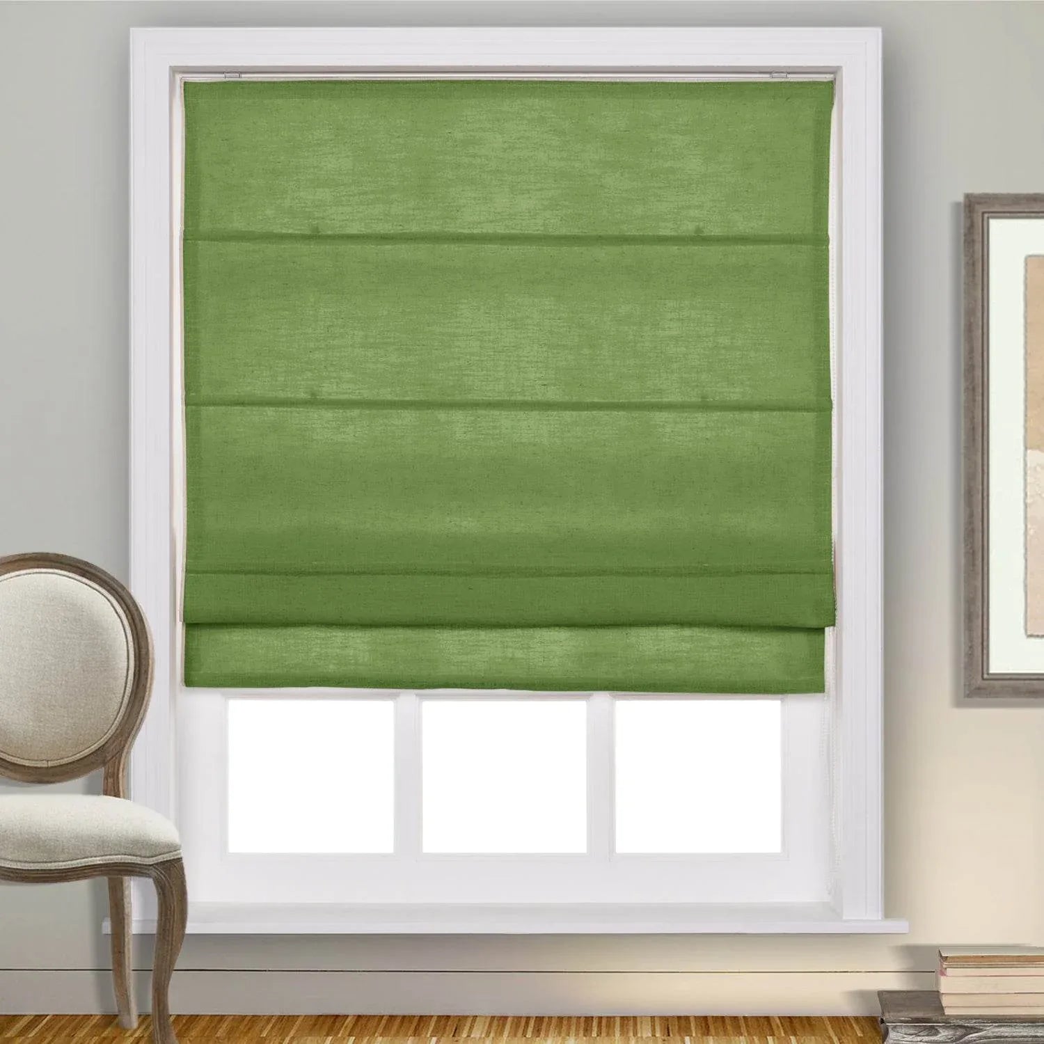 1908 Roman Shade Velcro Faux Linen Light Filtering, Blackout, Room Darkening, Installation Hardware Included - Cololeaf -- #0 Snow White