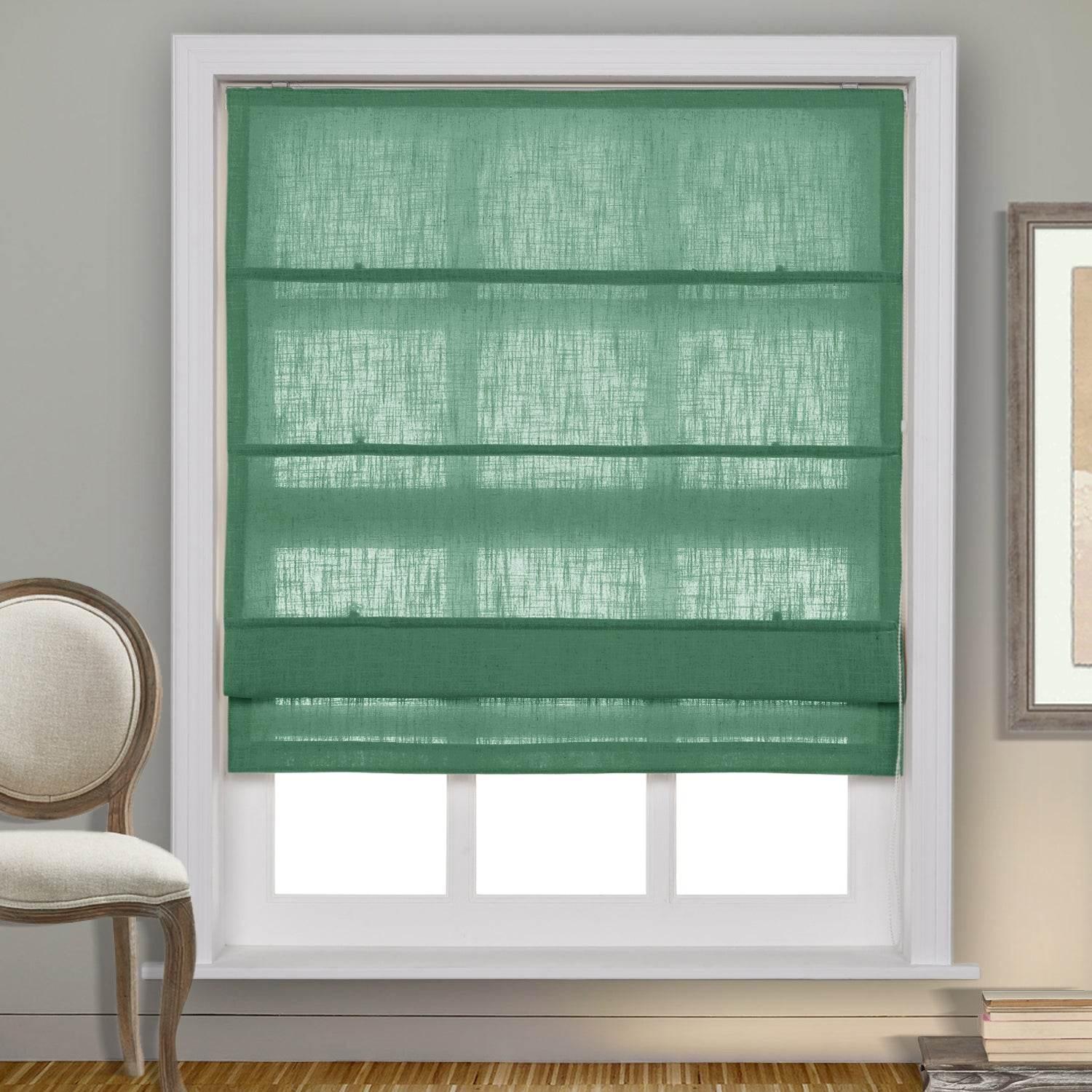 1908 Roman Shade Velcro Faux Linen Light Filtering, Blackout, Room Darkening, Installation Hardware Included - Cololeaf -- #0 Snow White
