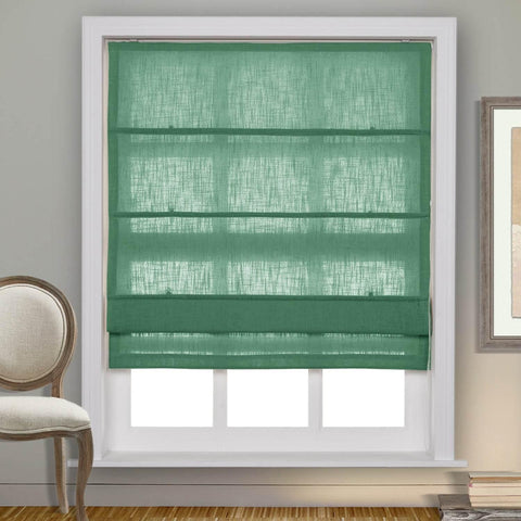 1908 Roman Shade Velcro Faux Linen Light Filtering, Blackout, Room Darkening, Installation Hardware Included - Cololeaf -- #0 Snow White