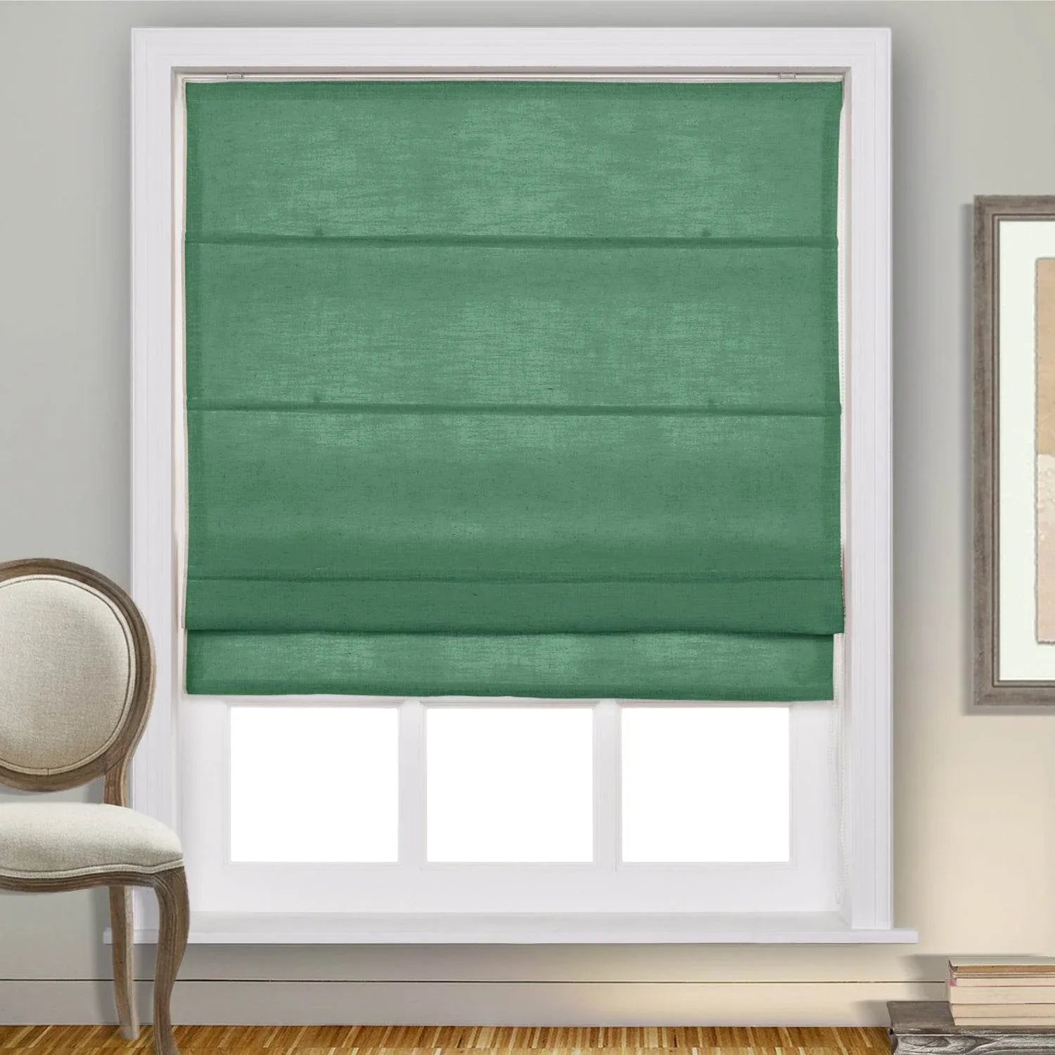 1908 Roman Shade Velcro Faux Linen Light Filtering, Blackout, Room Darkening, Installation Hardware Included - Cololeaf -- #0 Snow White