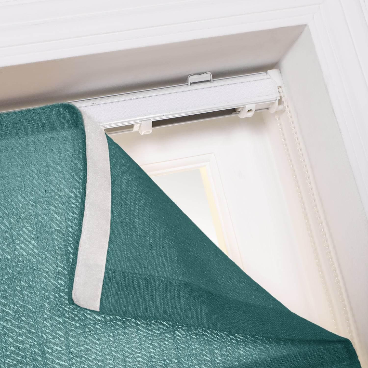 1908 Roman Shade Velcro Faux Linen Light Filtering, Blackout, Room Darkening, Installation Hardware Included - Cololeaf -- #0 Snow White