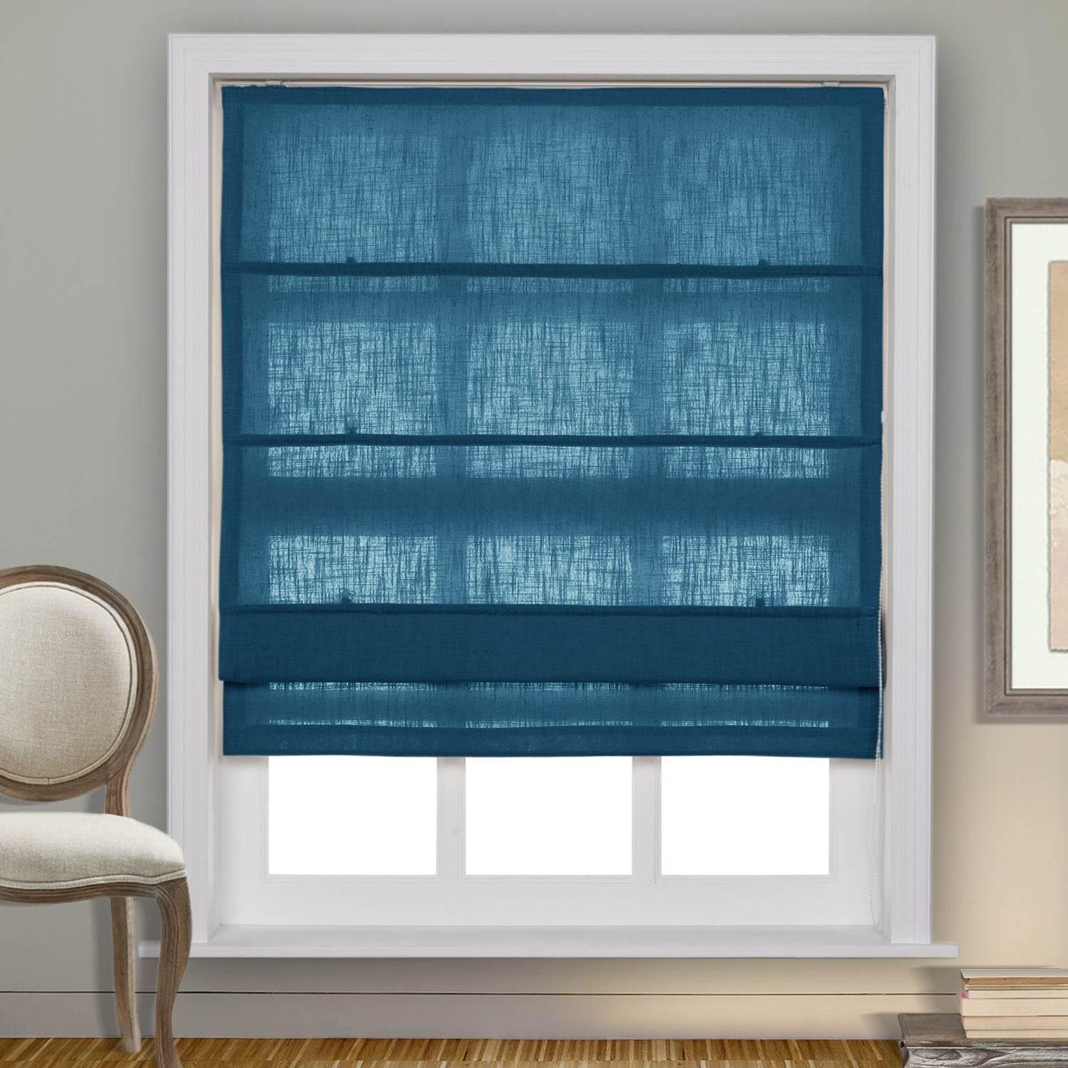 1908 Roman Shade Velcro Faux Linen Light Filtering, Blackout, Room Darkening, Installation Hardware Included - Cololeaf -- #0 Snow White