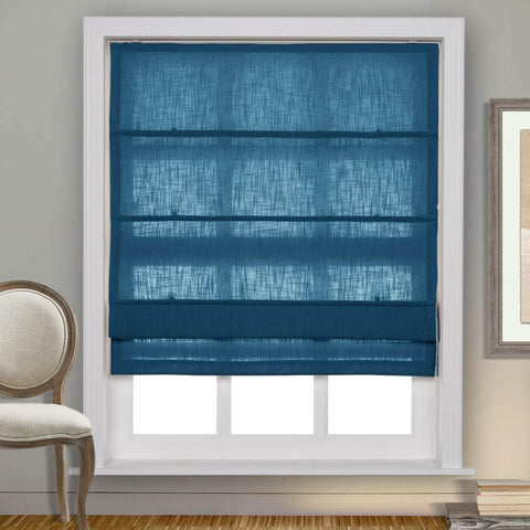 1908 Roman Shade Velcro Faux Linen Light Filtering, Blackout, Room Darkening, Installation Hardware Included - Cololeaf -- #0 Snow White