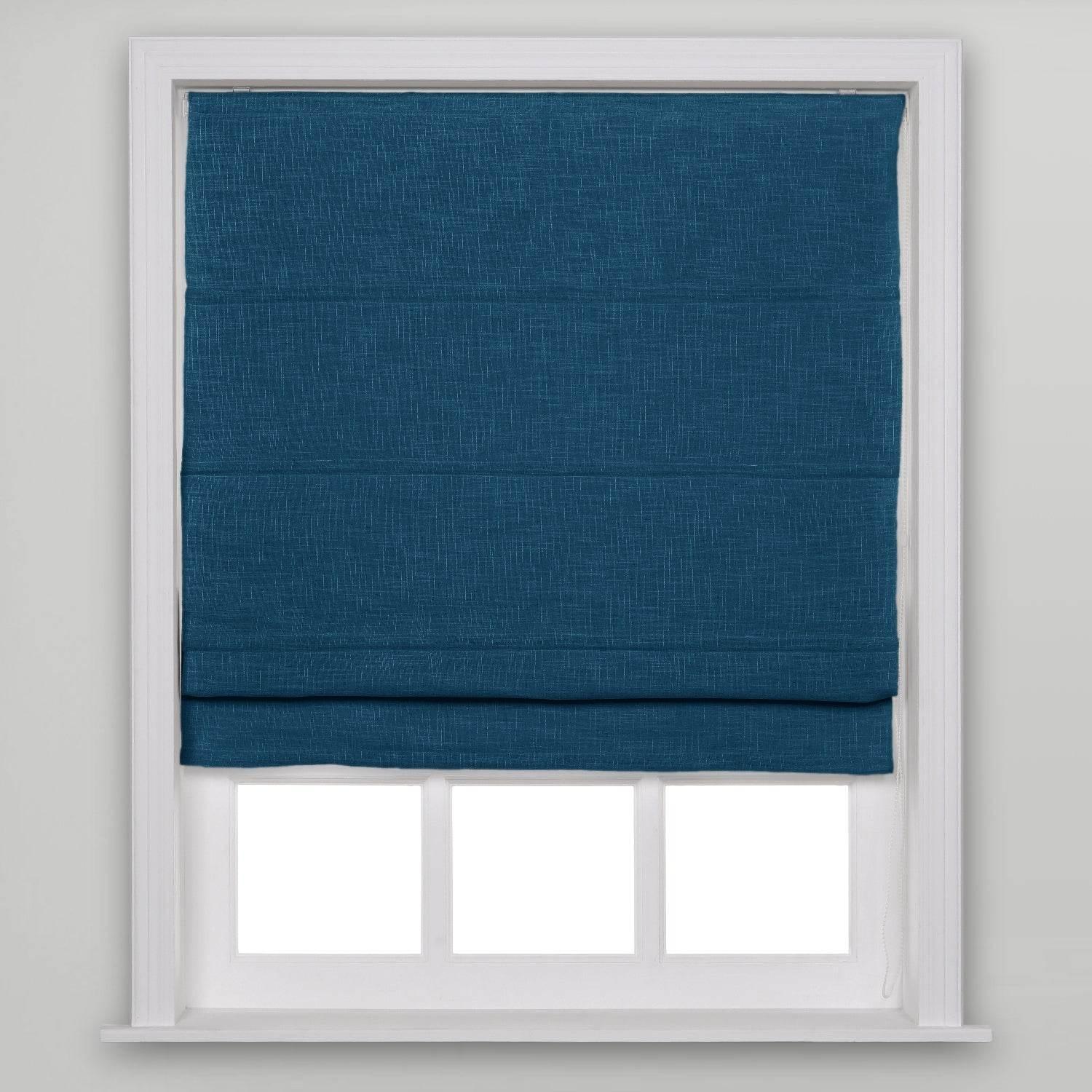 1908 Roman Shade Velcro Faux Linen Light Filtering, Blackout, Room Darkening, Installation Hardware Included - Cololeaf -- #0 Snow White