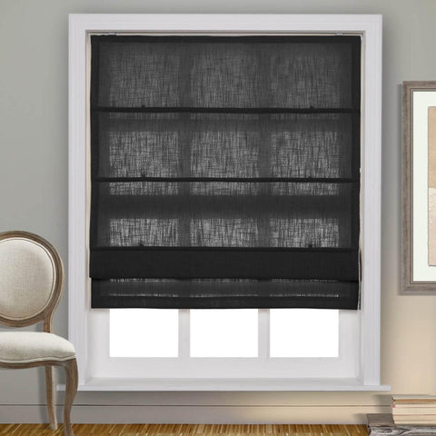 1908 Roman Shade Velcro Faux Linen Light Filtering, Blackout, Room Darkening, Installation Hardware Included - Cololeaf -- #0 Snow White