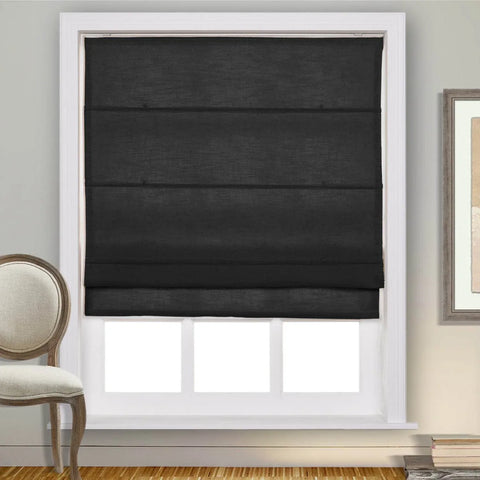 1908 Roman Shade Velcro Faux Linen Light Filtering, Blackout, Room Darkening, Installation Hardware Included - Cololeaf -- #0 Snow White