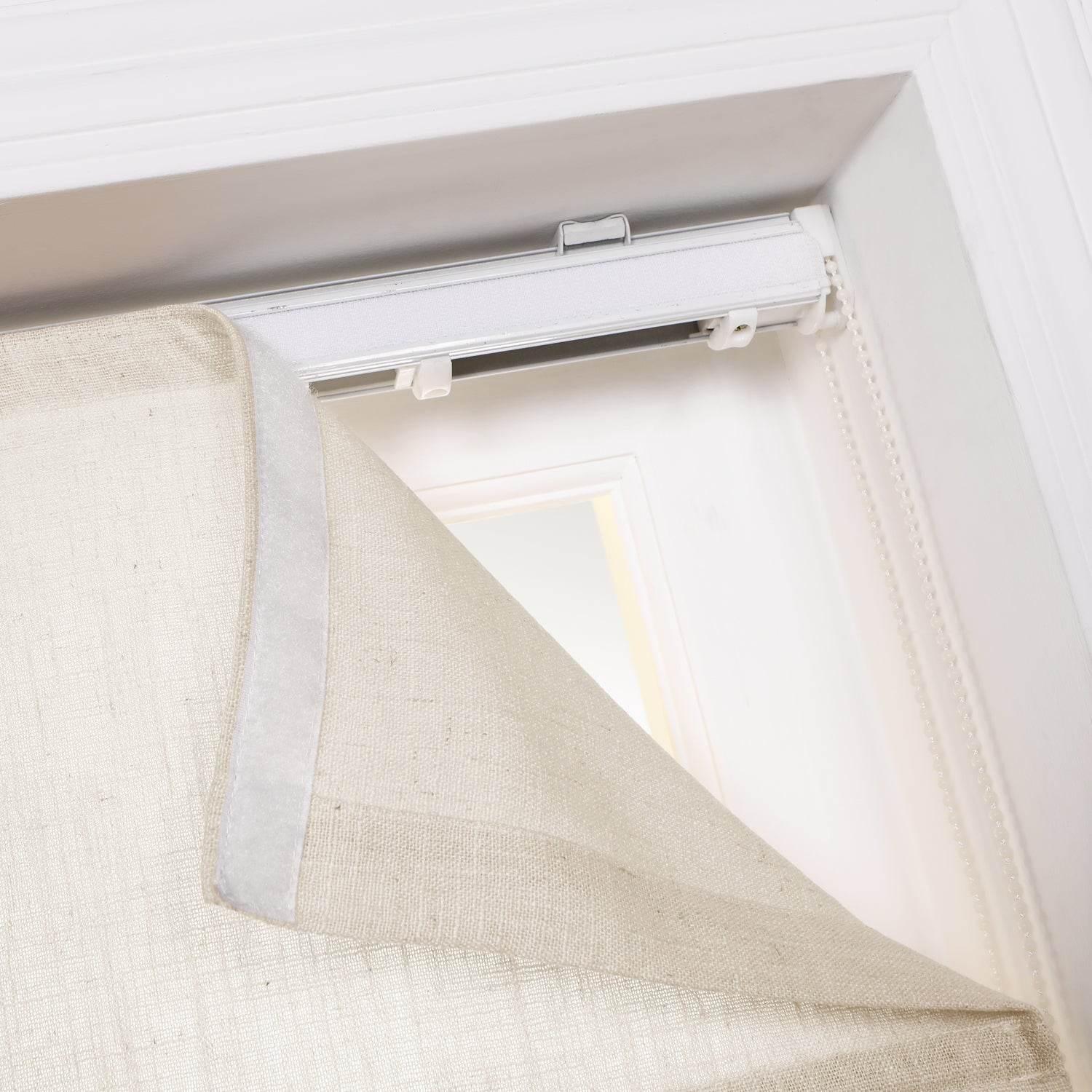 1908 Roman Shade Velcro Faux Linen Light Filtering, Blackout, Room Darkening, Installation Hardware Included - Cololeaf -- #0 Snow White