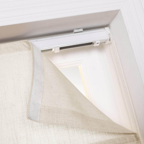 1908 Roman Shade Velcro Faux Linen Light Filtering, Blackout, Room Darkening, Installation Hardware Included - Cololeaf -- #0 Snow White