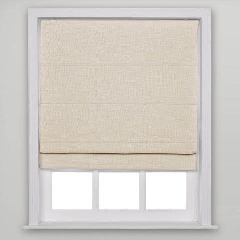 1908 Roman Shade Velcro Faux Linen Light Filtering, Blackout, Room Darkening, Installation Hardware Included - Cololeaf -- #3 Sand Beige