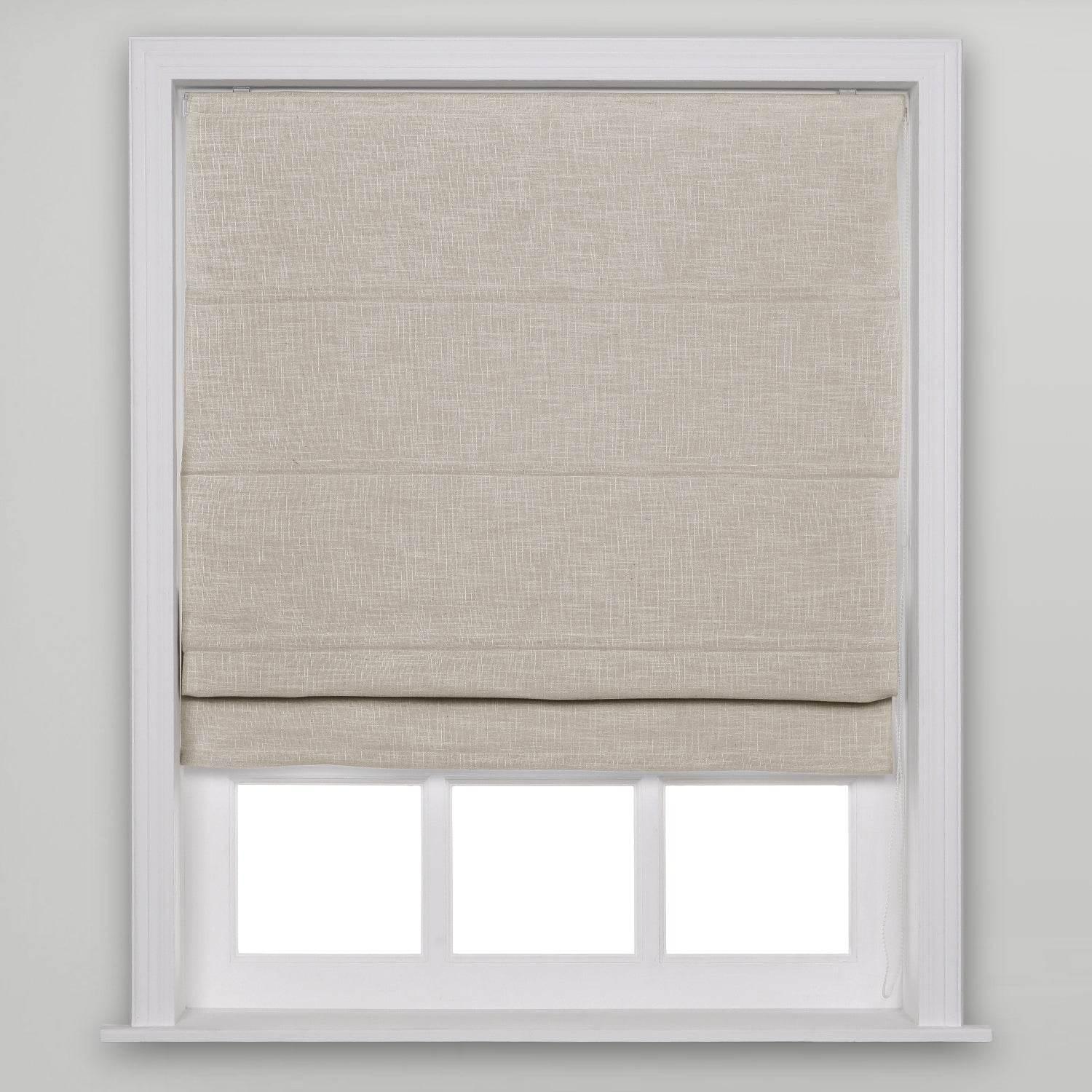 1908 Roman Shade Velcro Faux Linen Light Filtering, Blackout, Room Darkening, Installation Hardware Included - Cololeaf -- #5 Birch