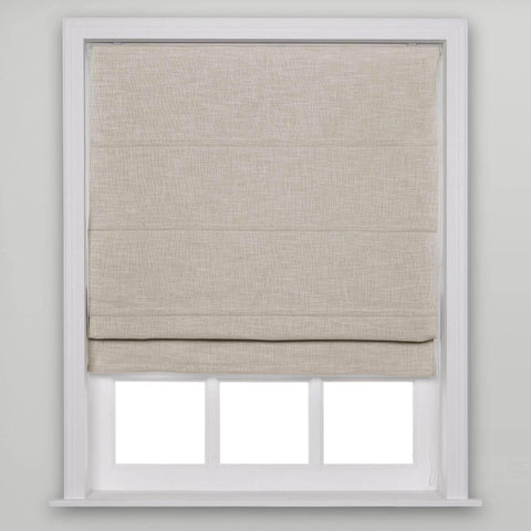 1908 Roman Shade Velcro Faux Linen Light Filtering, Blackout, Room Darkening, Installation Hardware Included - Cololeaf -- #5 Birch