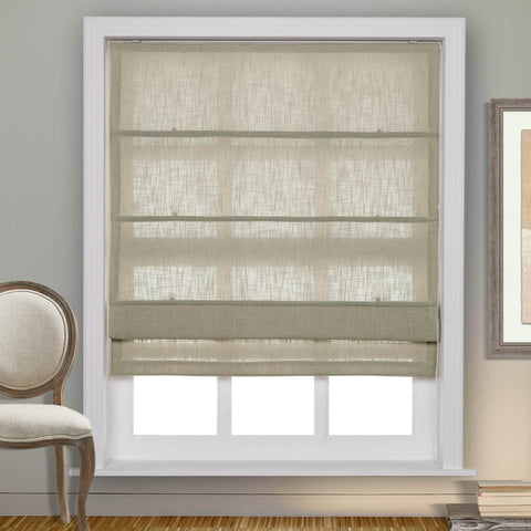 1908 Roman Shade Velcro Faux Linen Light Filtering, Blackout, Room Darkening, Installation Hardware Included - Cololeaf -- #0 Snow White