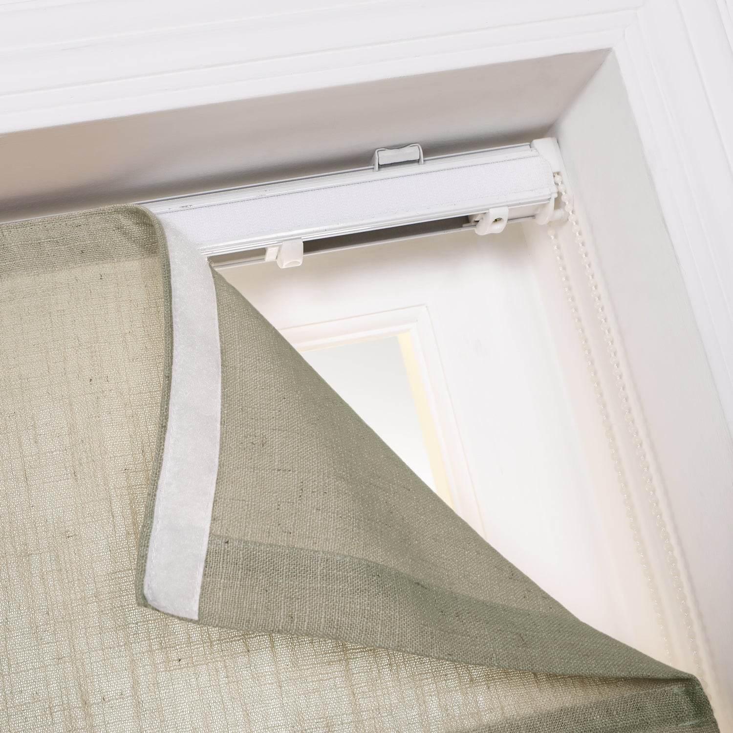 1908 Roman Shade Velcro Faux Linen Light Filtering, Blackout, Room Darkening, Installation Hardware Included - Cololeaf -- #0 Snow White