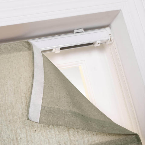 1908 Roman Shade Velcro Faux Linen Light Filtering, Blackout, Room Darkening, Installation Hardware Included - Cololeaf -- #0 Snow White