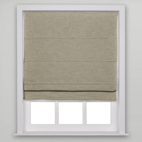 1908 Roman Shade Velcro Faux Linen Light Filtering, Blackout, Room Darkening, Installation Hardware Included - Cololeaf -- #6 Grey Beige
