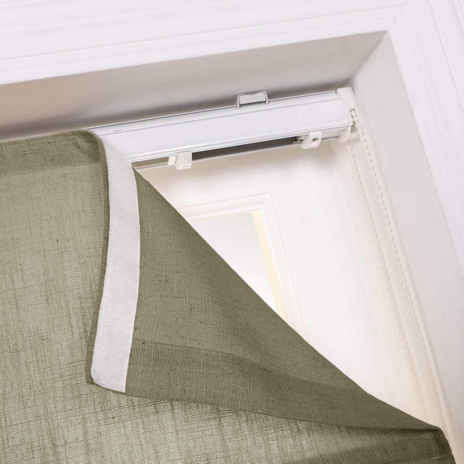 1908 Roman Shade Velcro Faux Linen Light Filtering, Blackout, Room Darkening, Installation Hardware Included - Cololeaf -- #0 Snow White