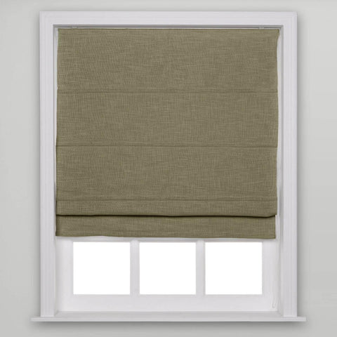 1908 Roman Shade Velcro Faux Linen Light Filtering, Blackout, Room Darkening, Installation Hardware Included - Cololeaf -- #8 Taupe Gray