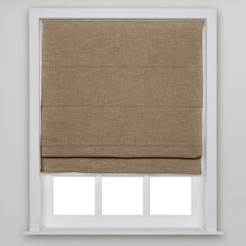 1908 Roman Shade Velcro Faux Linen Light Filtering, Blackout, Room Darkening, Installation Hardware Included - Cololeaf -- #9 Rust Brown