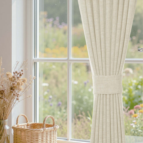 TW04 Linen Textured Light Filtering Sheer Curtain Pinch Pleat