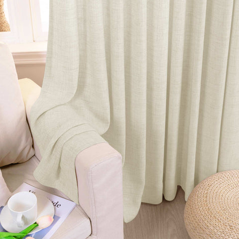 TW04 Linen Textured Light Filtering Sheer Curtain Pinch Pleat