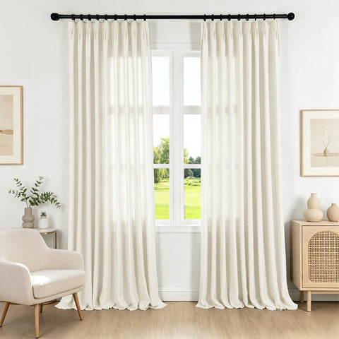 TW04 Linen Textured Light Filtering Sheer Curtain Pinch Pleat