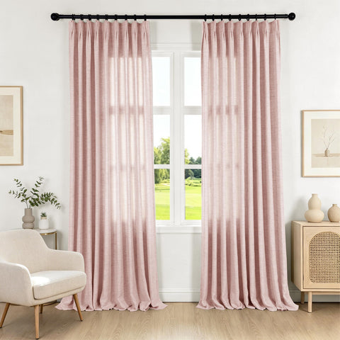 TW04 Linen Textured Light Filtering Sheer Curtain Pinch Pleat