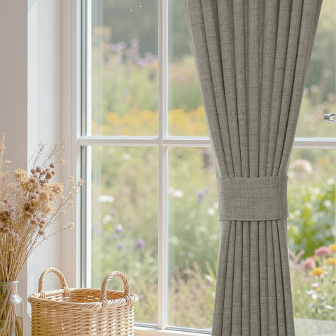 TW04 Linen Textured Light Filtering Sheer Curtain Pinch Pleat