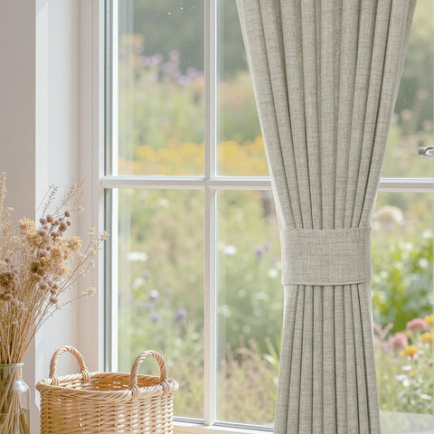 TW04 Linen Textured Light Filtering Sheer Curtain Pinch Pleat