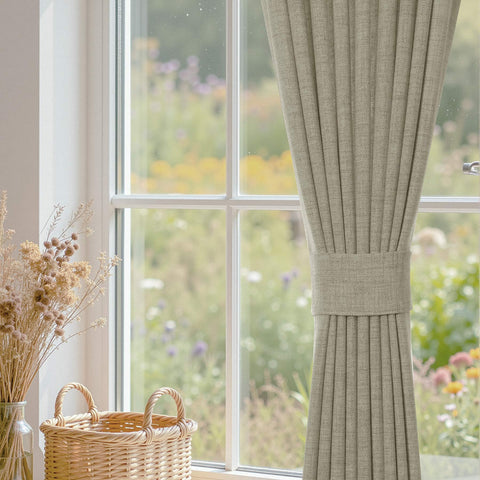 TW04 Linen Textured Light Filtering Sheer Curtain Pinch Pleat